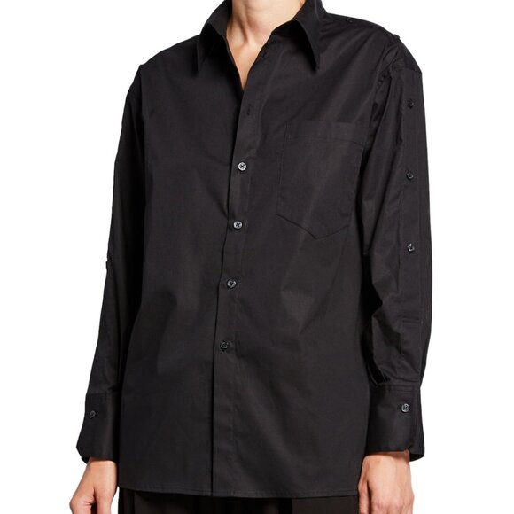 DUBGEE by Whoopi Goldberg Black Woven Button-up Shirt with Button Sleeves 2X - Picture 1 of 6